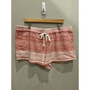 Loft outlet XL linen blend (55) running short washed out burgundy striped elasti